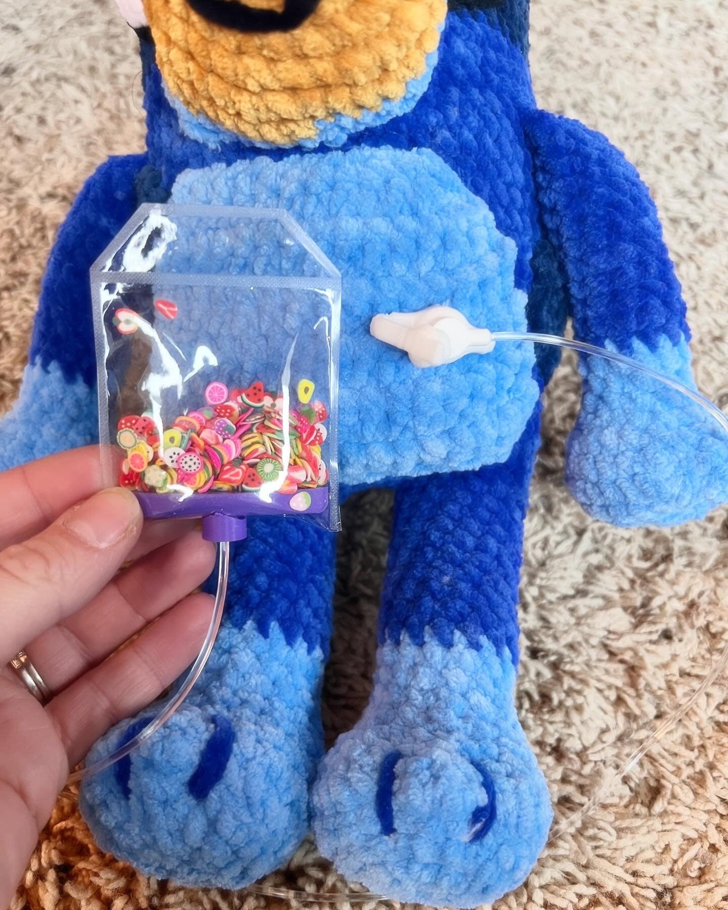 Bluey plush with g-tube and bag