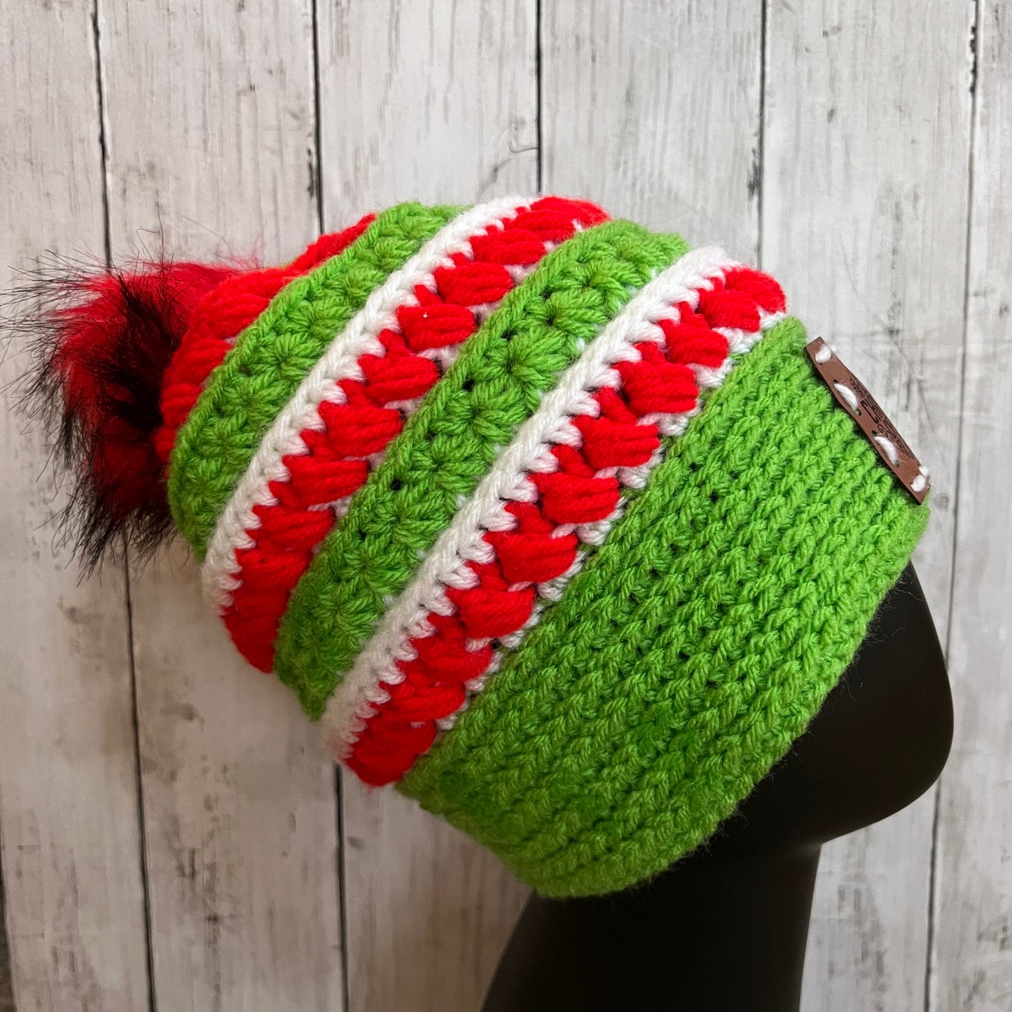 Grinch hat, Stars Align Beanie, Christmas Cheer, Holiday, Red Hat, Green Hat