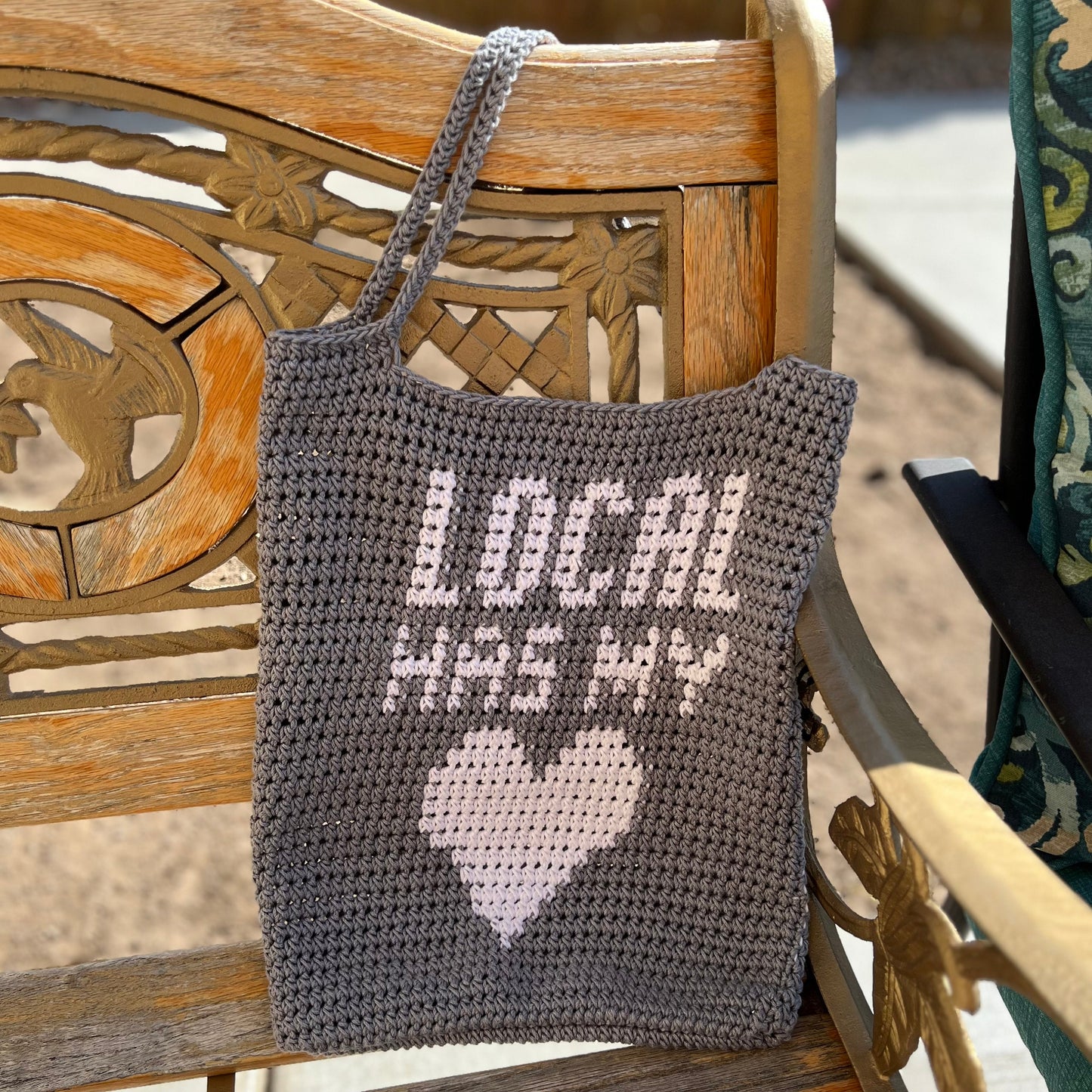 Local Has My Heart bag, reusable bag, market bag