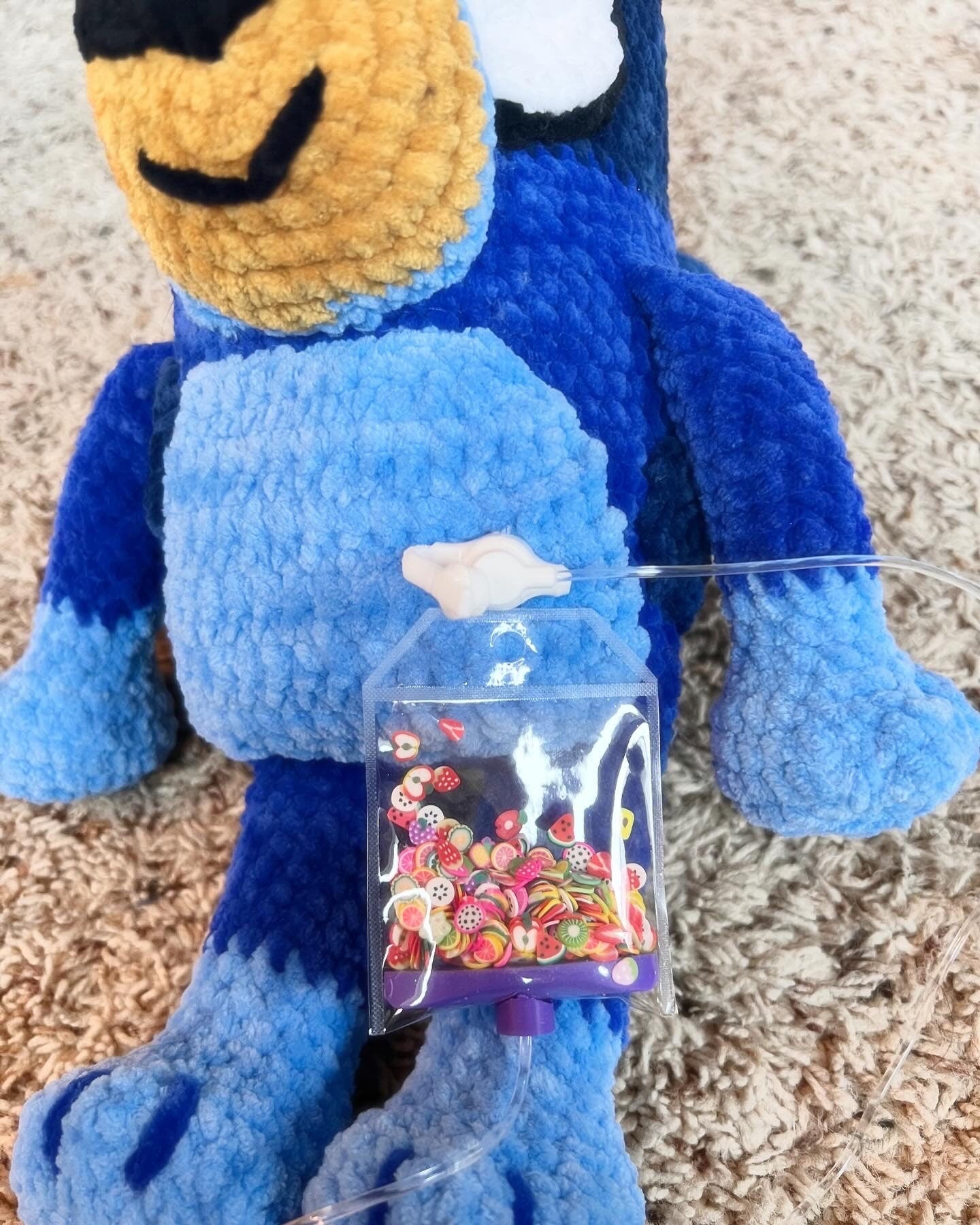 Bluey plush with g-tube and bag